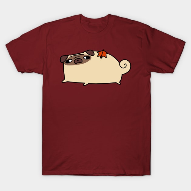 Fall Leaf Pug T-Shirt by saradaboru